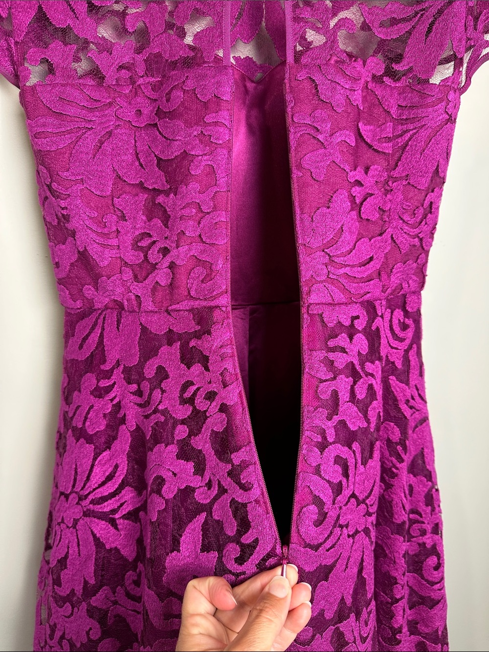 Ted Baker Fuchsia Lace Fit-and-Flare Mini Dress Formal wedding guest designer - Picture 8 of 16